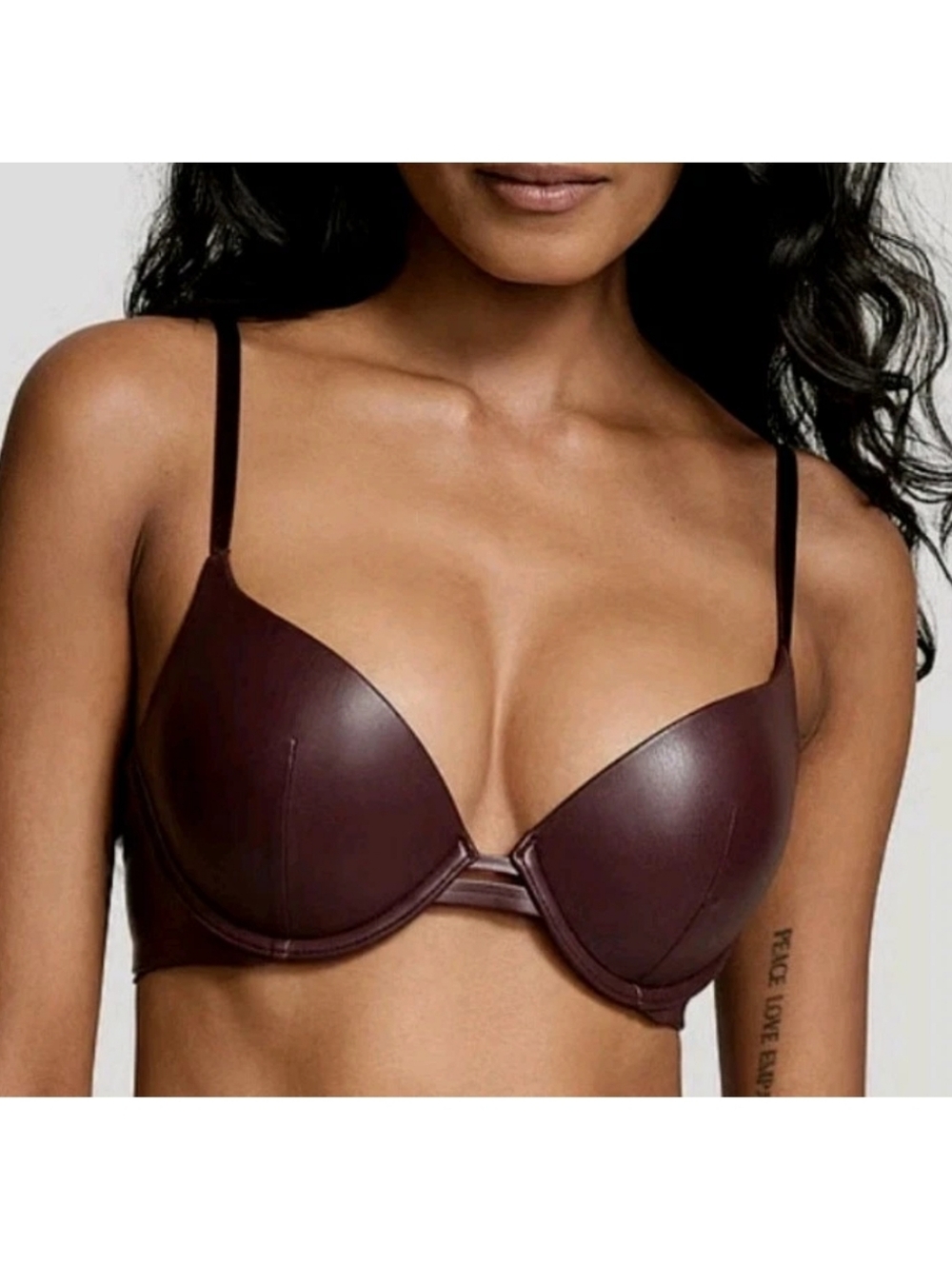 Victoria's Secret Very Sexy Chocolate Brown Faux Leather Push-Up Bra! 32D
